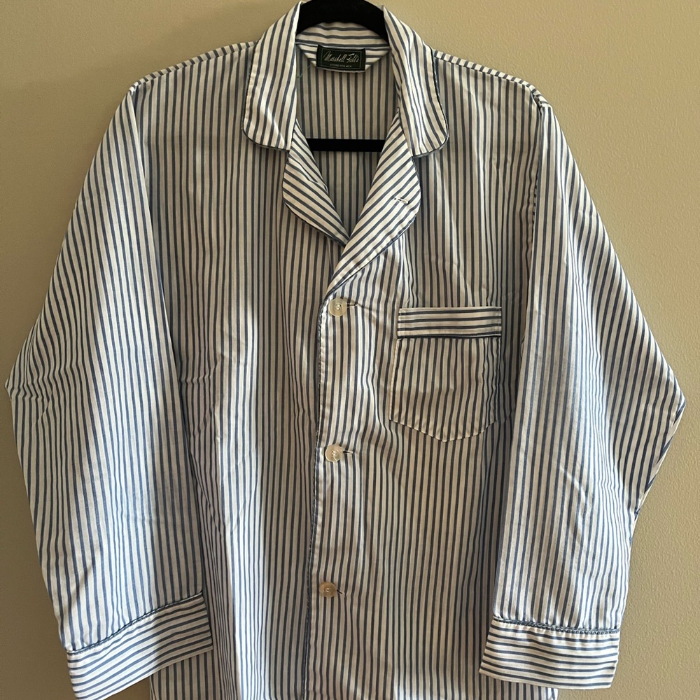 Vintage M Marshal’s Fields Classic Blue and White Pajama Top